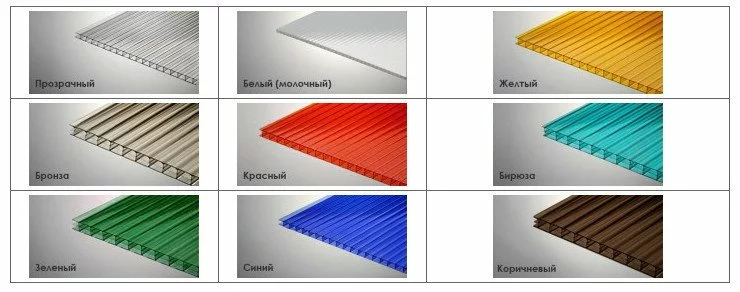 Polygal Color Guide Поликарбонат сотовый Polygal (Израиль) 6 мм бирюза/зелёный/голубой ...