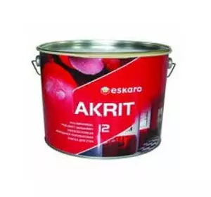 Фарба Akrit 12 9,5 л. Зносостійка миється напівматова фарба для стін Фарба Akrit 12 9,5 л. Зносостійка миється напівматова фарба для стін